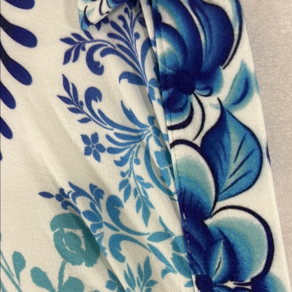 Johnny Was Blue & White Floral Long Sleeve Midi Dress Size M - Picture 8 of 14